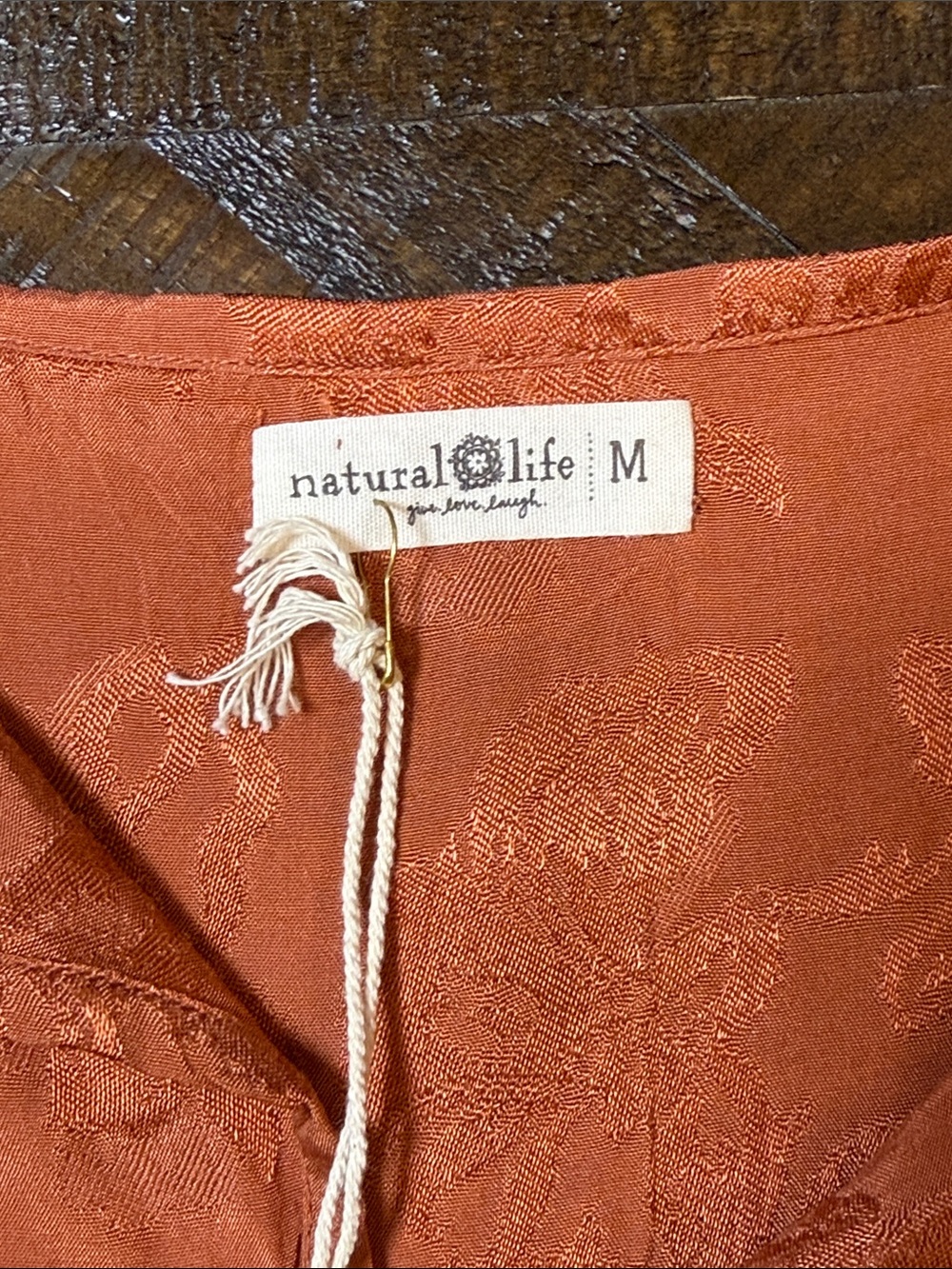 Natural Life Rust Jacquard Babydoll Dress M Boho Cottagecore NWT - Picture 8 of 9